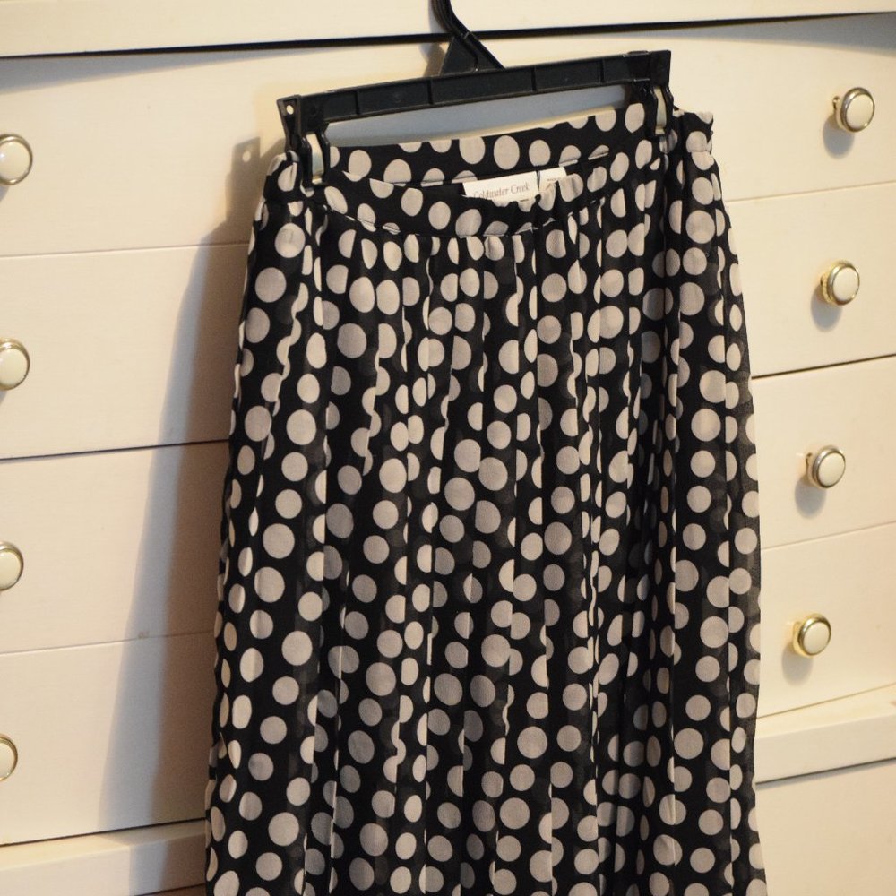 Polkadot Pleated Midi Skirt, Size 4, Coldwater Creek